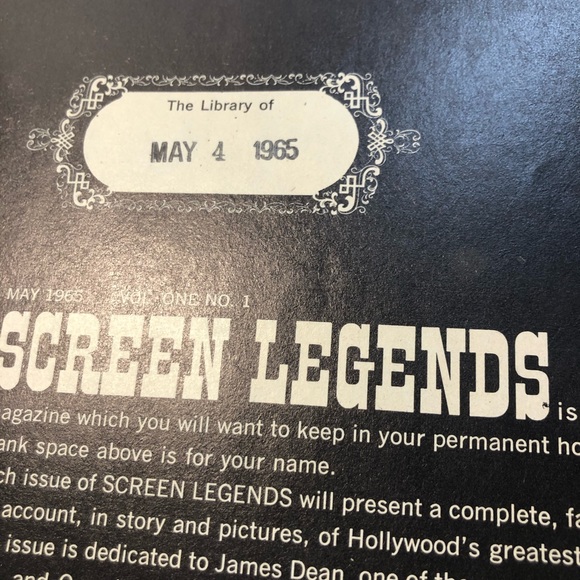 Screen Legends May 1965 James Dean Carroll Baker Fan Magazine Poster Vintage - Picture 5 of 16